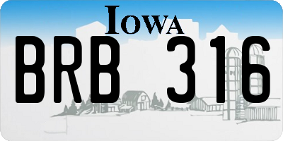 IA license plate BRB316