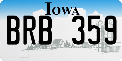 IA license plate BRB359