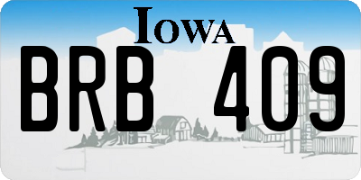 IA license plate BRB409