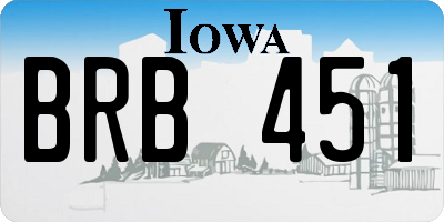 IA license plate BRB451
