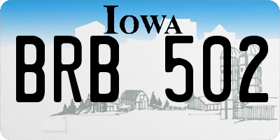 IA license plate BRB502