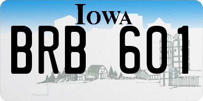 IA license plate BRB601