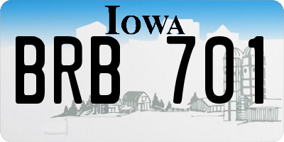 IA license plate BRB701