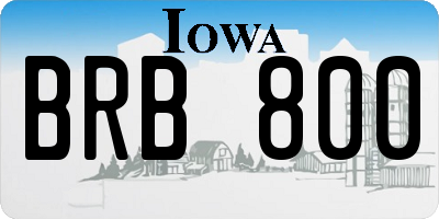 IA license plate BRB800
