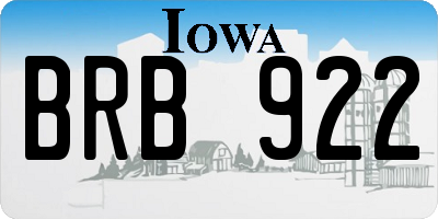 IA license plate BRB922