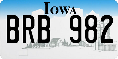 IA license plate BRB982