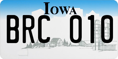 IA license plate BRC010