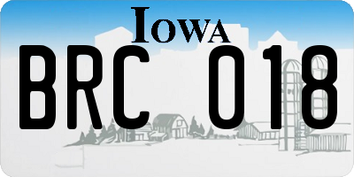 IA license plate BRC018