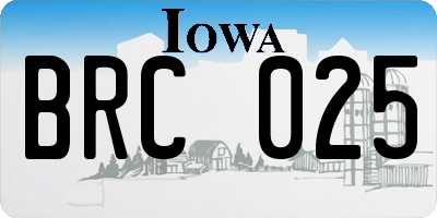 IA license plate BRC025