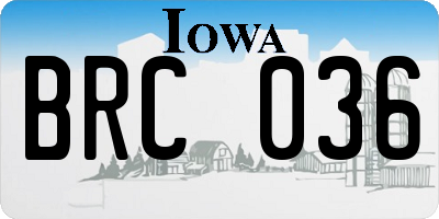 IA license plate BRC036