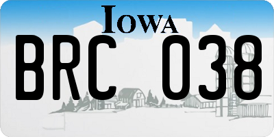 IA license plate BRC038