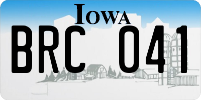 IA license plate BRC041
