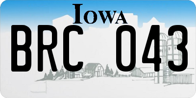 IA license plate BRC043