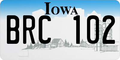 IA license plate BRC102