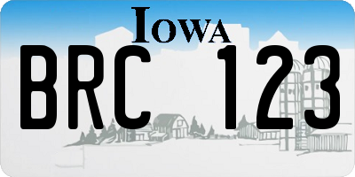 IA license plate BRC123