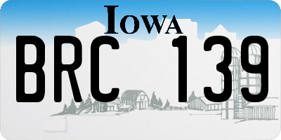 IA license plate BRC139