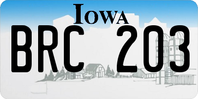 IA license plate BRC203