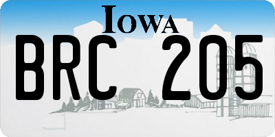 IA license plate BRC205
