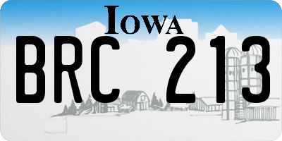 IA license plate BRC213