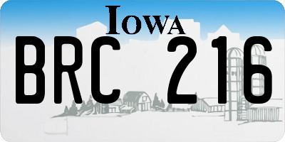 IA license plate BRC216