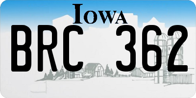 IA license plate BRC362