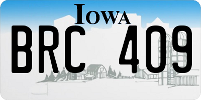 IA license plate BRC409