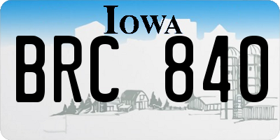 IA license plate BRC840