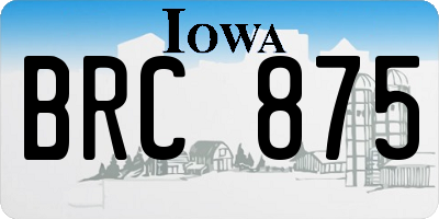 IA license plate BRC875