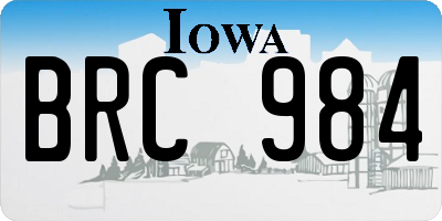 IA license plate BRC984