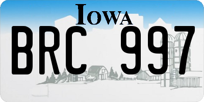IA license plate BRC997