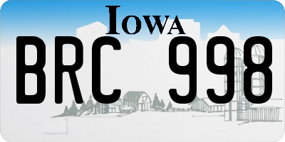 IA license plate BRC998