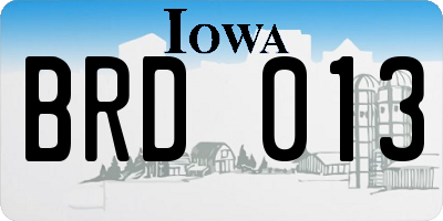IA license plate BRD013