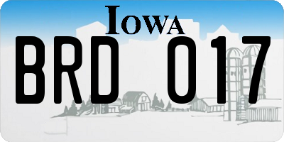 IA license plate BRD017