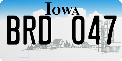 IA license plate BRD047
