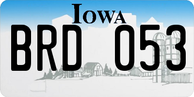 IA license plate BRD053