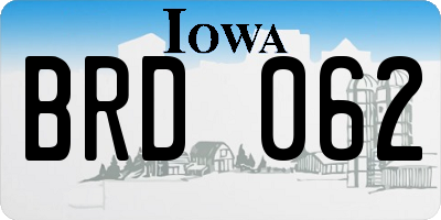 IA license plate BRD062