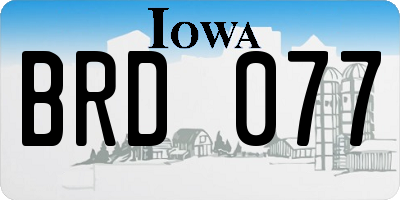 IA license plate BRD077