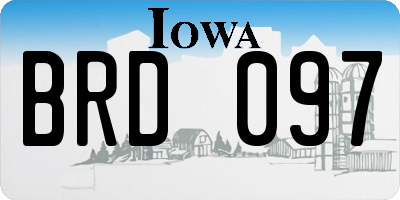 IA license plate BRD097