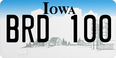 IA license plate BRD100