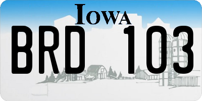 IA license plate BRD103