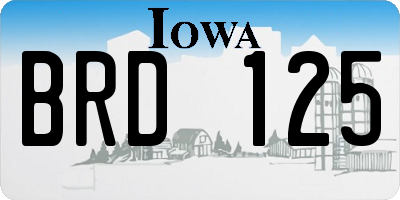 IA license plate BRD125
