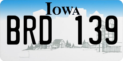 IA license plate BRD139