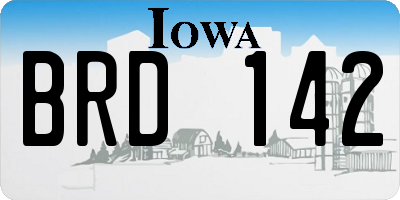 IA license plate BRD142