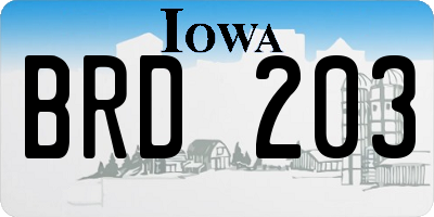 IA license plate BRD203