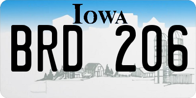 IA license plate BRD206