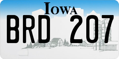 IA license plate BRD207