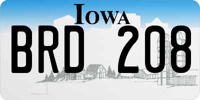 IA license plate BRD208