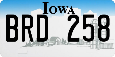 IA license plate BRD258