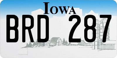 IA license plate BRD287