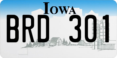 IA license plate BRD301